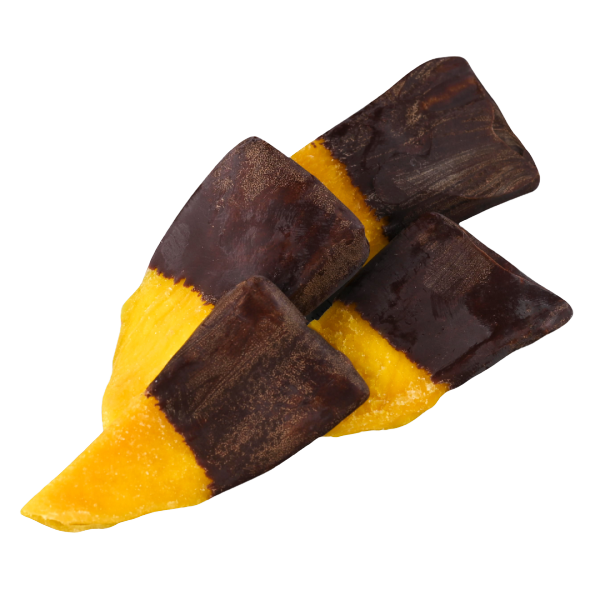 chocolate-covered mango pieces